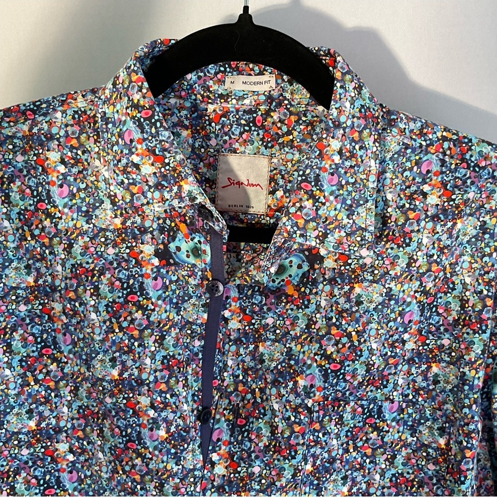 Signum Berlin 1926 Abstract Paint Splatter Modern Fit Wearable Art Button Up Med - Picture 15 of 16